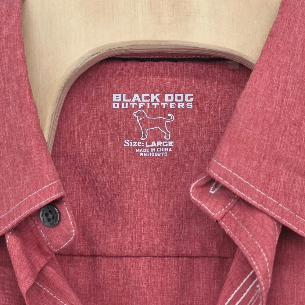 Black Dog Outfitters Mens‎ L Fishing Shirt Utility Outdoor Coastal Button Up Red